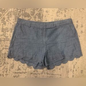 J. Crew chambray scalloped shorts